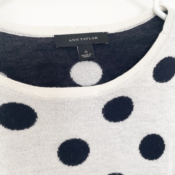 Ann Taylor Black and White Polka Dot Zipper on Side Sweater - Picture 2 of 3